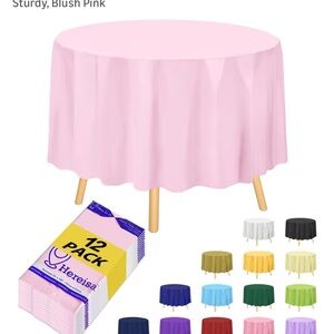 Blush Pink Plastic Tablecloth Set of 12